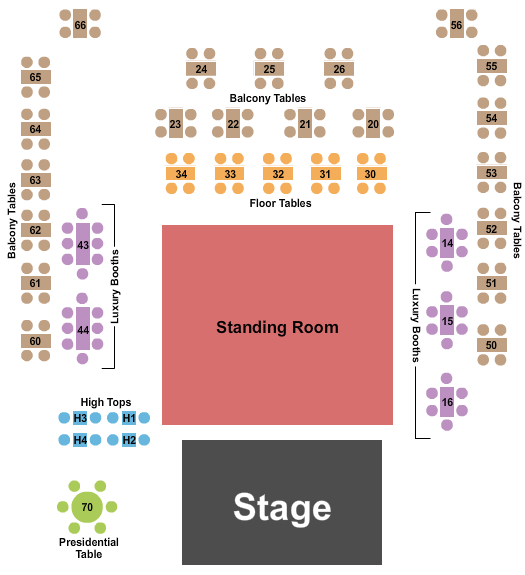 Greek Bros. Oyster Bar & Grill Endstage GA Floor & Table 3 Seating Chart