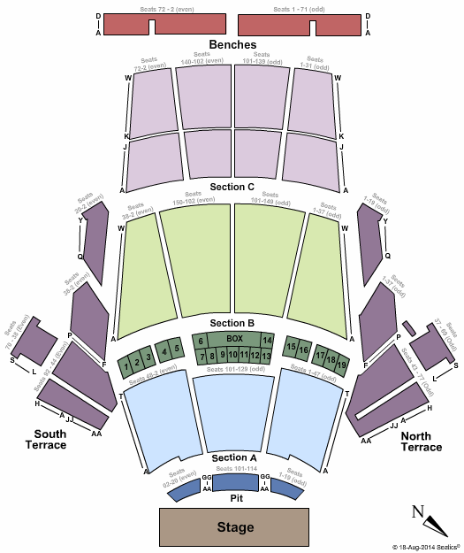Greek Theatre - Los Angeles CA End Stage Int Zone Seating Chart