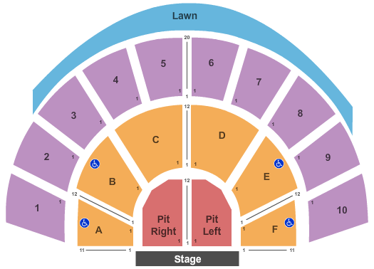 Greek Theatre - U.C. Berkeley End Stage - Reserved Seating Chart