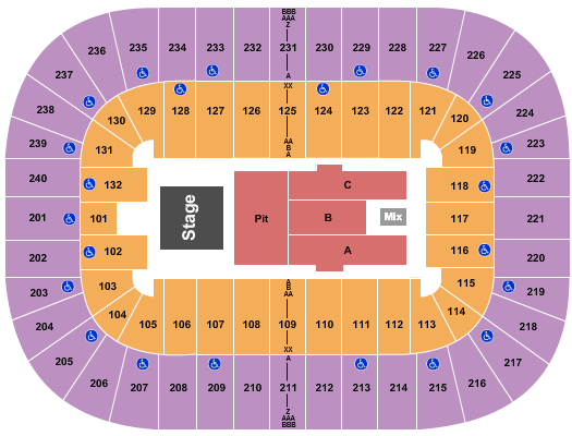 Greensboro Coliseum At Greensboro Coliseum Complex Endstage GA Pit Seating Chart