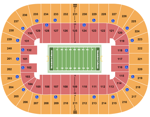 Greensboro Coliseum At Greensboro Coliseum Complex Football Seating Chart
