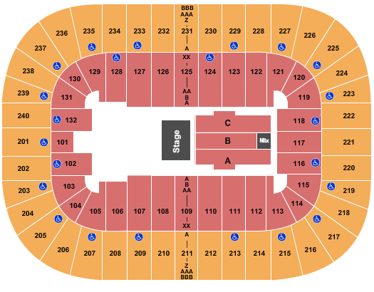 seating chart for Greensboro Coliseum At Greensboro Coliseum Complex - Sergio Lizarraga - eventticketscenter.com