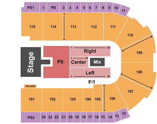 Grossinger Motors Arena Endstage Pit 2 Seating Chart
