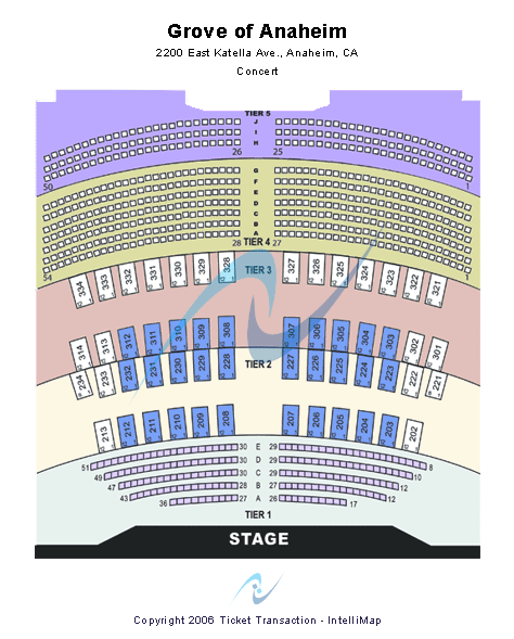 City National Grove of Anaheim End Stage Seating Chart