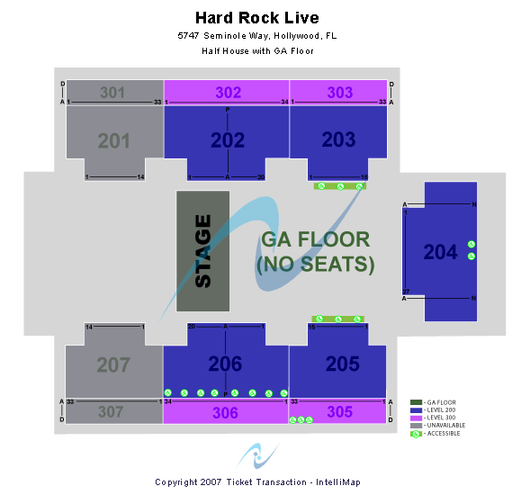 Hard Rock Live At The Seminole Hard Rock Hotel & Casino - Hollywood Half House GA Seating Chart