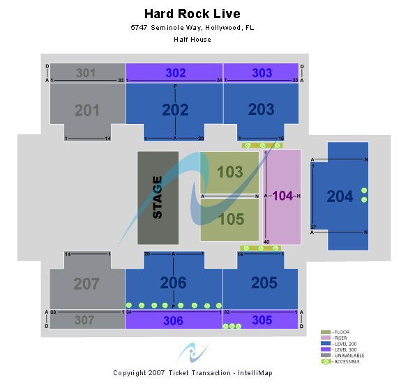 Hard Rock Live At The Seminole Hard Rock Hotel & Casino - Hollywood Half House Seating Chart
