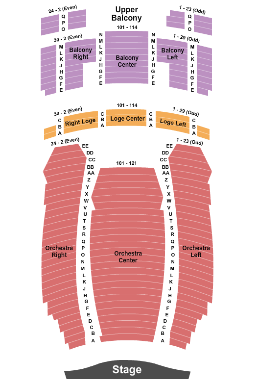 Hackensack Meridian Health Theatre at the Count Basie Center for the Arts Endstage 2 Seating Chart