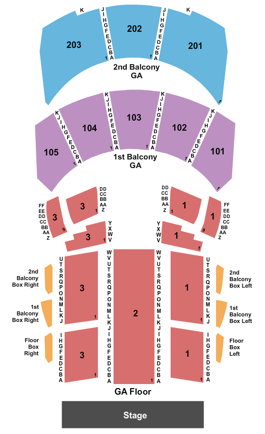 Hammerstein Ballroom Endstage - GA Floor & GA Balc Seating Chart