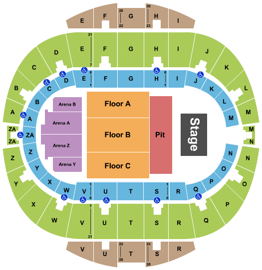 Hampton Coliseum Endstage GA Pit Seating Chart