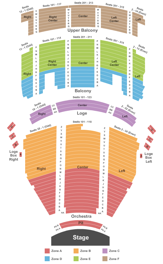 seating chart for The Hanover Theatre for the Performing Arts Endstage IntZone - eventticketscenter.com