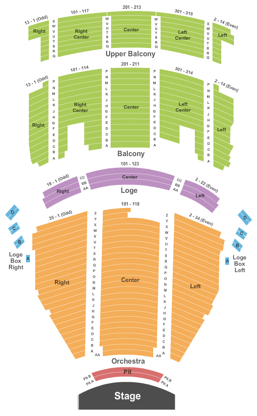 seating chart for The Hanover Theatre for the Performing Arts - End Stage - eventticketscenter.com