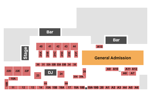 Harbor Nightclub Endstage Tbls/GA Seating Chart
