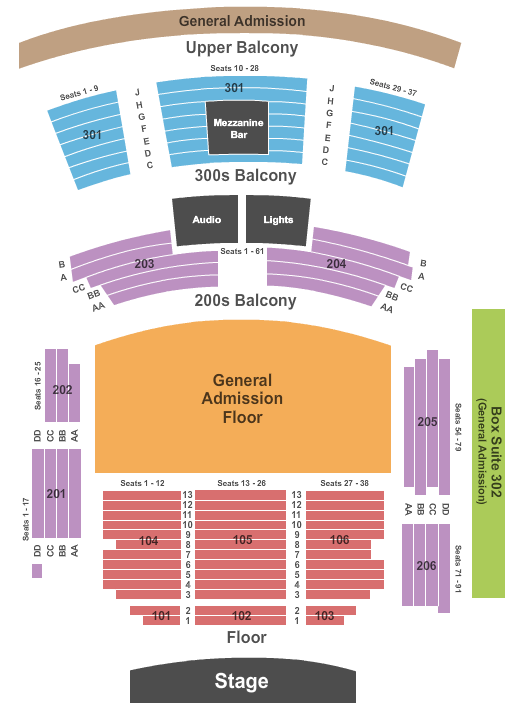 Hard Rock Live - Mississippi End Stage Reserved Front GA Rear Floor Seating Chart