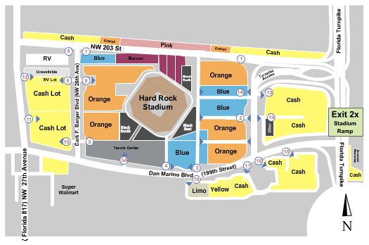Hard Rock Stadium Parking Lots NFL Dolphins Parking Seating Chart