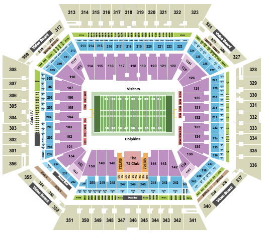 seating chart for Hard Rock Stadium - Football Dolphins Row - eventticketscenter.com
