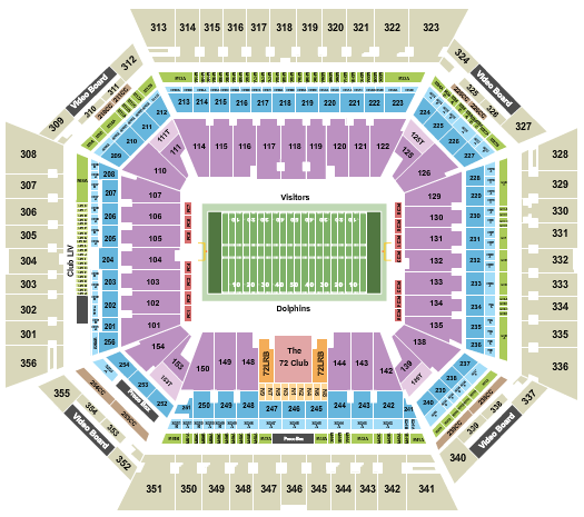 Dolphin Stadium Seating Map Miami Dolphins - Hard Rock Stadium Seating Chart - Miami Gardens