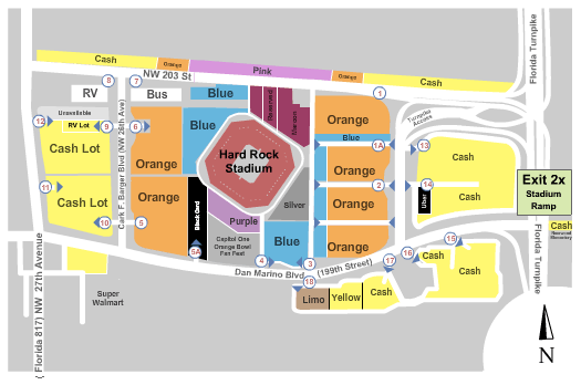 Hard Rock Stadium Parking Lots Orange Bowl Seating Chart