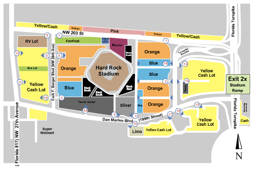 Hard Rock Stadium Parking Lots Orange Bowl 2018 Seating Chart