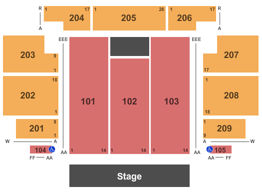 Rio Vista Outdoor Amphitheater at Harrah's Laughlin End Stage Seating Chart