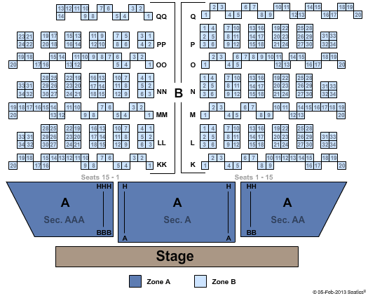 Harrah's Showroom At Harrah's Las Vegas End Stage - Zone Seating Chart