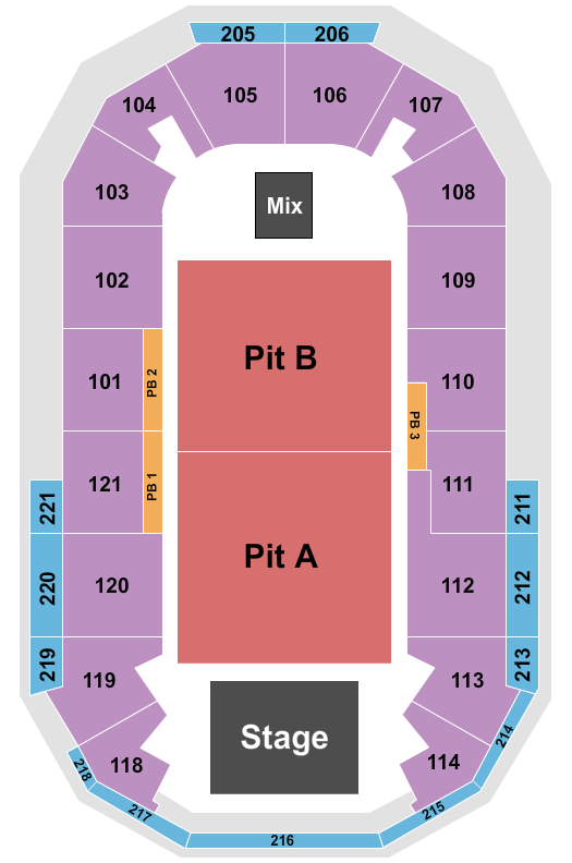 Endstage Pit A&B at Hero Arena At Mountain America Center Seating Chart