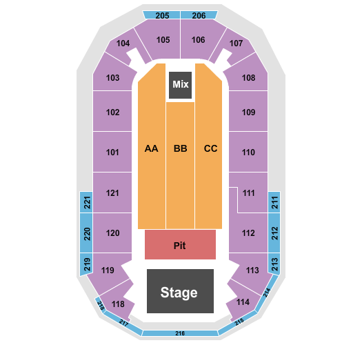 Hero Arena At Mountain America Center Endstage Pit Seating Chart