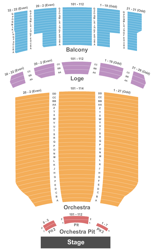 seating chart for Hershey Theatre - Endstage - eventticketscenter.com