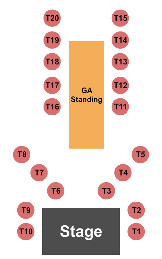 HiCo Hall Endstage Ga/Tables 1-25 Seating Chart