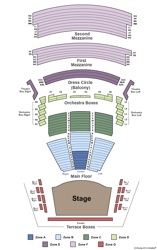 Hilbert Circle Theatre End Stage Int Zone Seating Chart