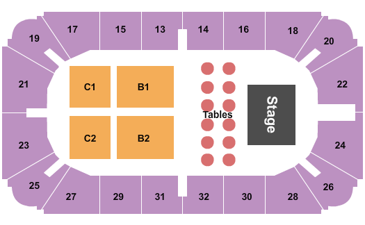 Hobart Arena Endstage Tables Seating Chart