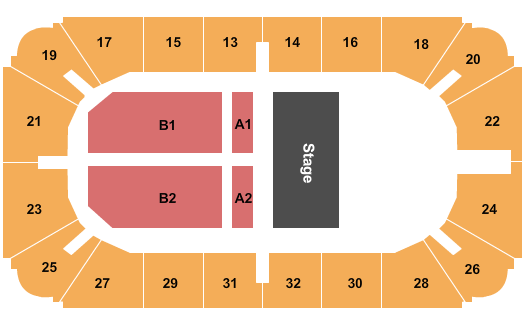seating chart for Hobart Arena - Rhonda Vincent And The Rage - eventticketscenter.com