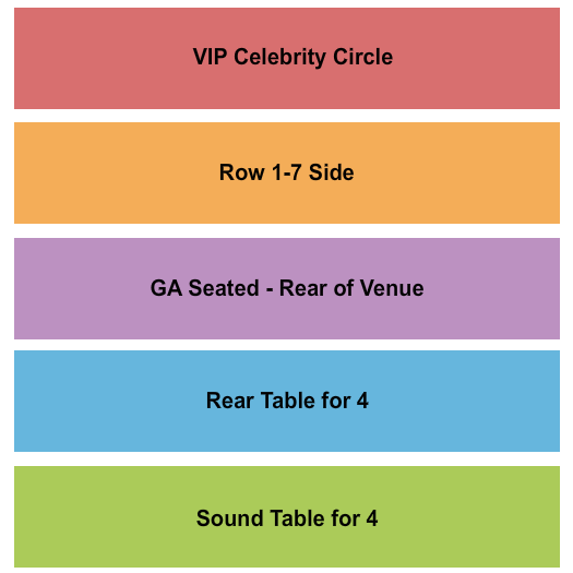 Hobart Art Theater GA/Celebrity/Side/Tables Seating Chart