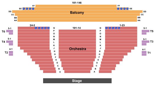 Hofmann Theatre at Lesher Center for the Arts End Stage Seating Chart