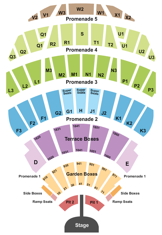 Hollywood Bowl Endstage Pits with Catwalk Seating Chart