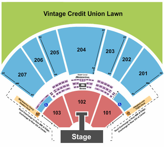 Hollywood Casino Amphitheatre - MO Endstage with Catwalk Seating Chart