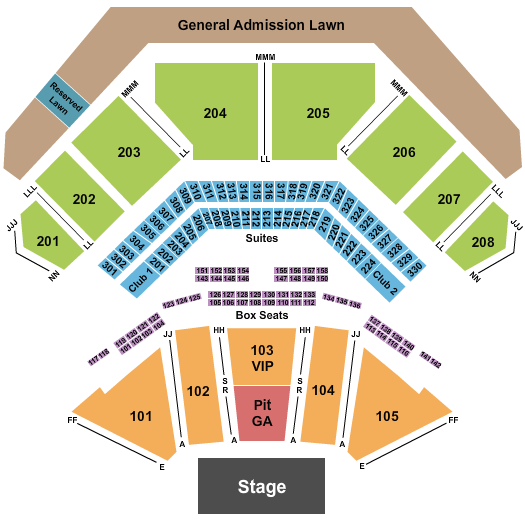Credit Union 1 Amphitheatre Reserved Seating - GA Pit Seating Chart