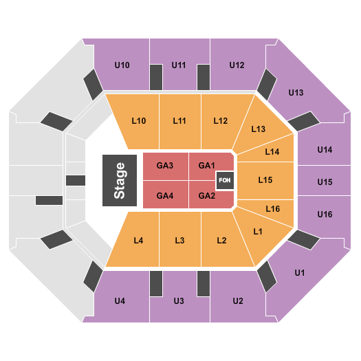 Holmes Center Endstage GA Floor 1-4 Seating Chart