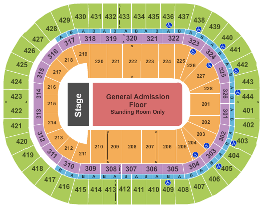 seating chart for Honda Center - End Stage - GA Floor - eventticketscenter.com