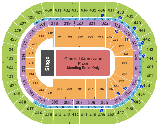 Honda Center End Stage - GA Floor Seating Chart