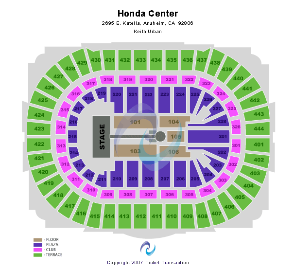 Honda Center Keith Urban & Carrie Underwood Seating Chart