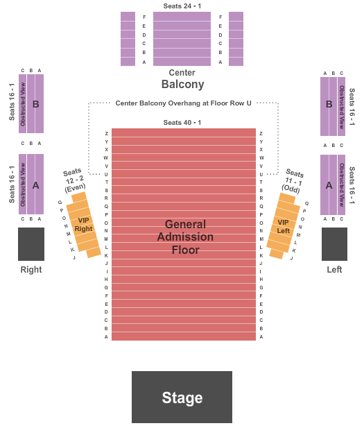 Caesars Casino - Southern Indiana GA Floor - Reserved Balcony Seating Chart