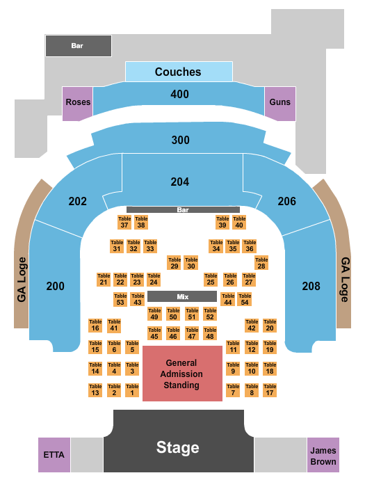 House Of Blues - Las Vegas Endstage GA Flr Tables 2 Seating Chart