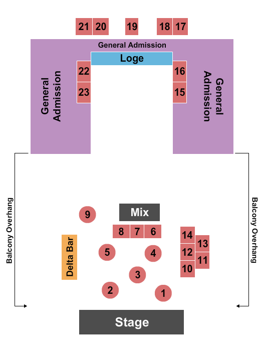 House Of Blues - New Orleans Endstage Tables Seating Chart