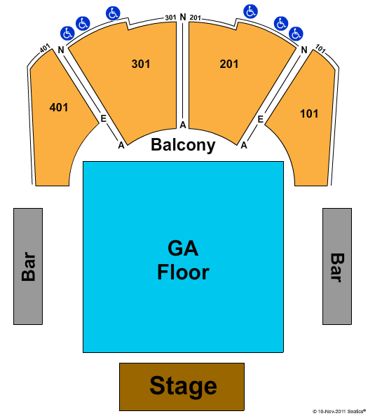 The Bourbon Room at Showboat Resort Atlantic City Endstage GA Floor Seating Chart