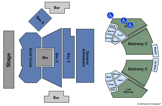 The Bourbon Room at Showboat Resort Atlantic City Endstage-Reserved Front / GA Rear Seating Chart