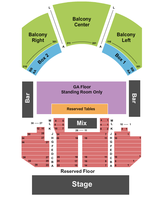 House Of Blues - Dallas Reserved Seating 2 Seating Chart