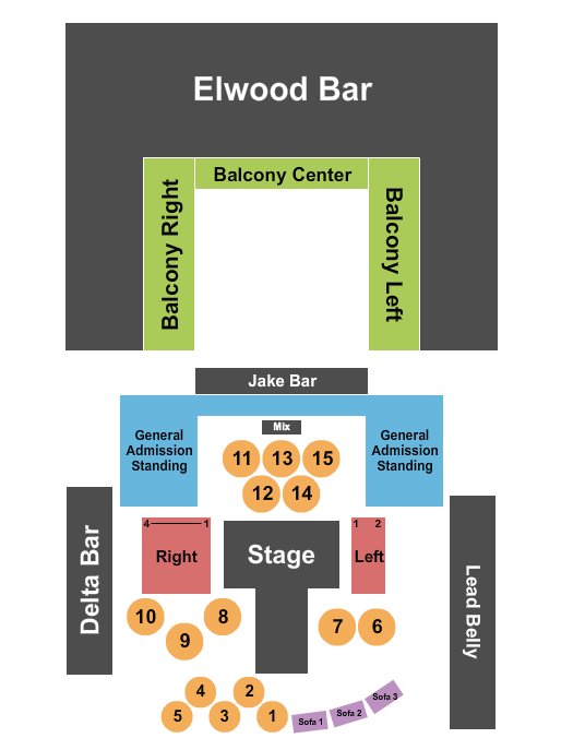 House Of Blues - New Orleans Endstage Tables & GA Seating Chart