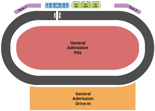 House of Power Stadium At OC Fair Speedway GA Pits & Drive-In Seating Chart