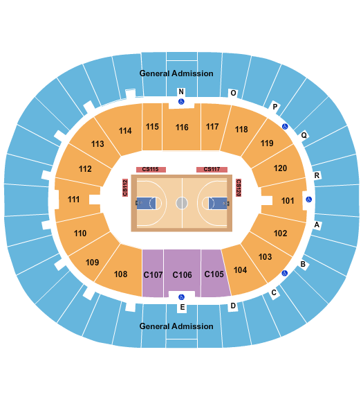 Humphrey Coliseum Basketball GA Seating Chart