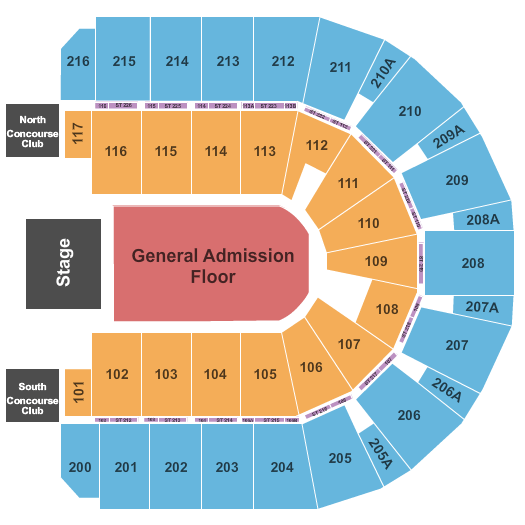 Vibrant Arena at The MARK End Stage GA FLoor Seating Chart